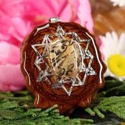 TEP Leopard Jasper With Silver 64 Star Tetrahedron Pendants