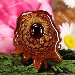 TEP Pendants Red Garnet With Gold Merkaba 7 TEP Pendants Red Garnet With Gold Merkaba