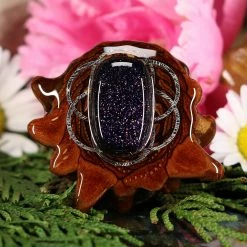 TEP Purple Goldstone With Silver Seed Of Life Pendants