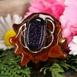 TEP Purple Goldstone With Silver Seed Of Life Pendants