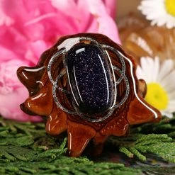 TEP Purple Goldstone With Silver Seed Of Life Pendants