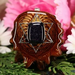 TEP Pendants Purple Goldstone With Silver Merkaba