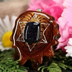 TEP Pendants Purple Goldstone With Silver Merkaba