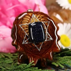 TEP Pendants Purple Goldstone With Silver Merkaba