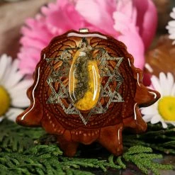 TEP Pendants Bumblebee Jasper With Gold 64 Star Tetrahedron