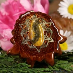 TEP Pendants Bumblebee Jasper With Gold 64 Star Tetrahedron