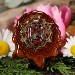 TEP Pendants Eudialyte With Gold 64 Star Tetrahedron