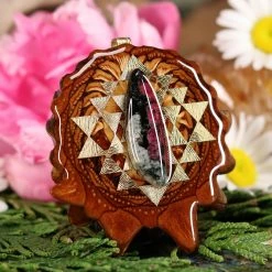 TEP Eudialyte With Gold Sri Yantra Pendants
