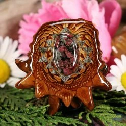 TEP Eudialyte With Gold Sri Yantra Pendants