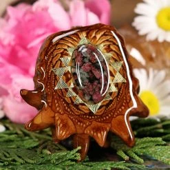 TEP Eudialyte With Gold Sri Yantra Pendants