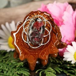 TEP Pendants Eudialyte With Silver Seed Of Life 6 TEP Pendants Eudialyte With Silver Seed Of Life