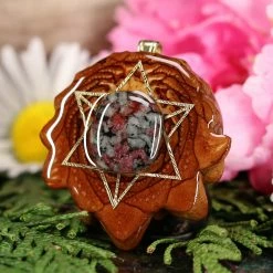 TEP Pendants Eudialyte With Gold Merkaba