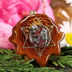 TEP Pendants Eudialyte With Gold Merkaba