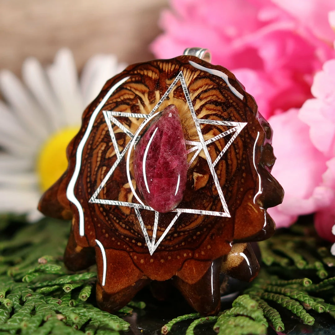 TEP Ruby In Fuchsite With Silver Merkaba Pendants 4 TEP Ruby In Fuchsite With Silver Merkaba Pendants