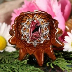 TEP Eudialyte With Silver 64 Star Tetrahedron Pendants