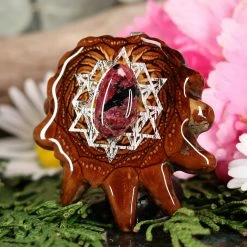 TEP Eudialyte With Silver 64 Star Tetrahedron Pendants