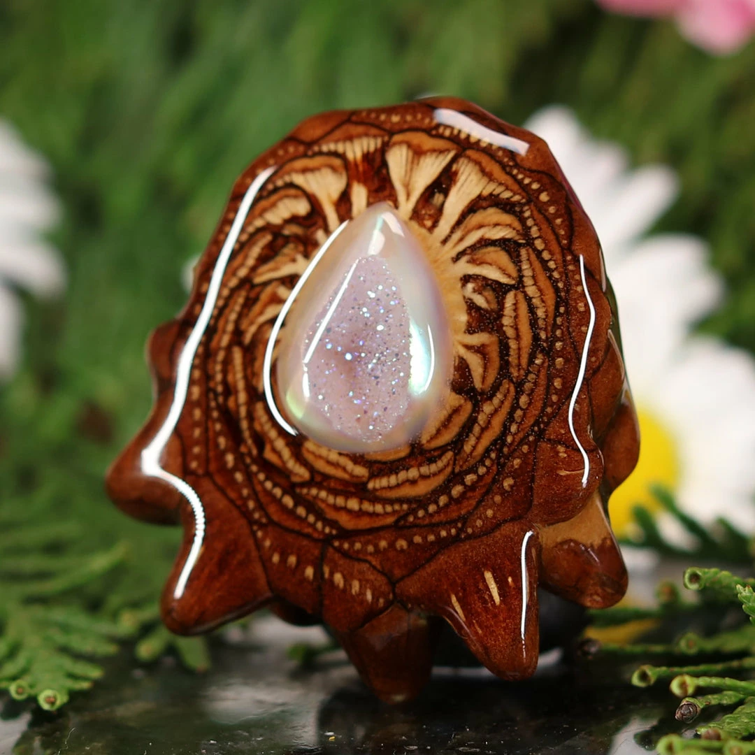 TEP Pendants White Druzy Quartz 4 TEP Pendants White Druzy Quartz