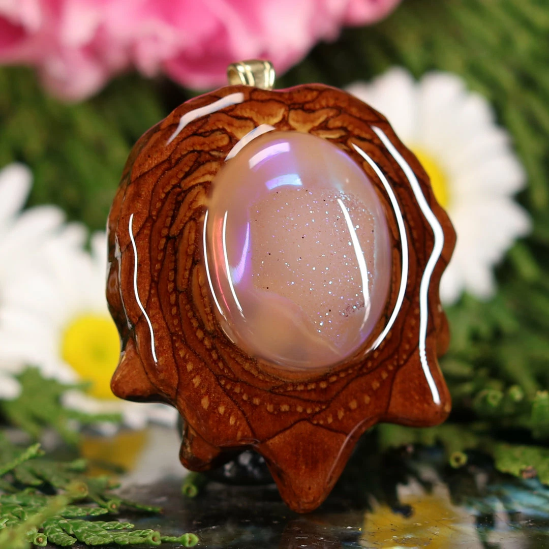 TEP Pendants White Druzy Quartz 5 TEP Pendants White Druzy Quartz