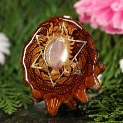 TEP White Druzy Quartz With Gold Merkaba