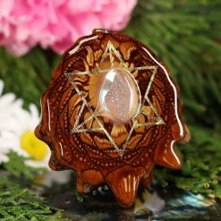 TEP White Druzy Quartz With Gold Merkaba