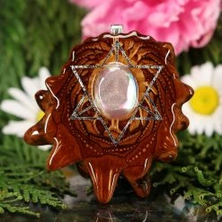 TEP White Druzy Quartz With Silver Merkaba
