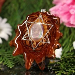 TEP White Druzy Quartz With Silver Merkaba