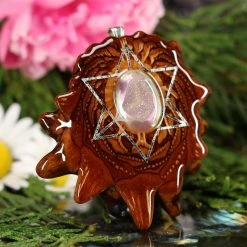 TEP White Druzy Quartz With Silver Merkaba