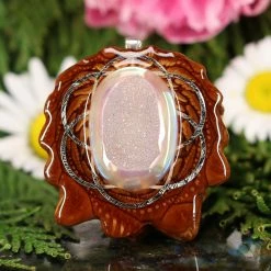 TEP White Druzy Quartz With Silver Seed Of Life