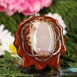 TEP White Druzy Quartz With Silver Seed Of Life