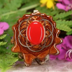 TEP Red Coral With Gold Seed Of Life Pendants