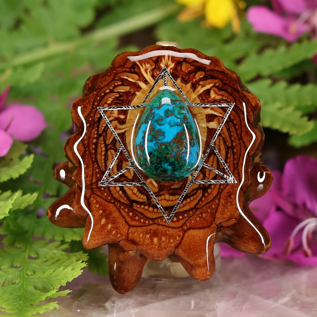 TEP Pendants Shattuckite With Silver Merkaba 3 TEP Pendants Shattuckite With Silver Merkaba