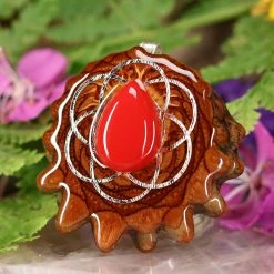 TEP Red Coral With Silver Seed Of Life