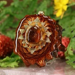 TEP Watermelon Tourmaline With Gold Sri Yantra Pendants