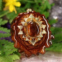 TEP Watermelon Tourmaline With Gold Sri Yantra Pendants