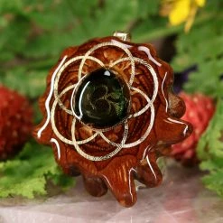 TEP Green Tourmaline With Gold Seed Of Life