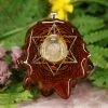 TEP Watermelon Tourmaline With Gold Merkaba And Back Om Pendants