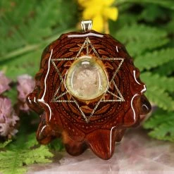 TEP Watermelon Tourmaline With Gold Merkaba And Back Om Pendants