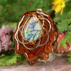 TEP Pendants Sterling Opal With Gold Seed Of Life