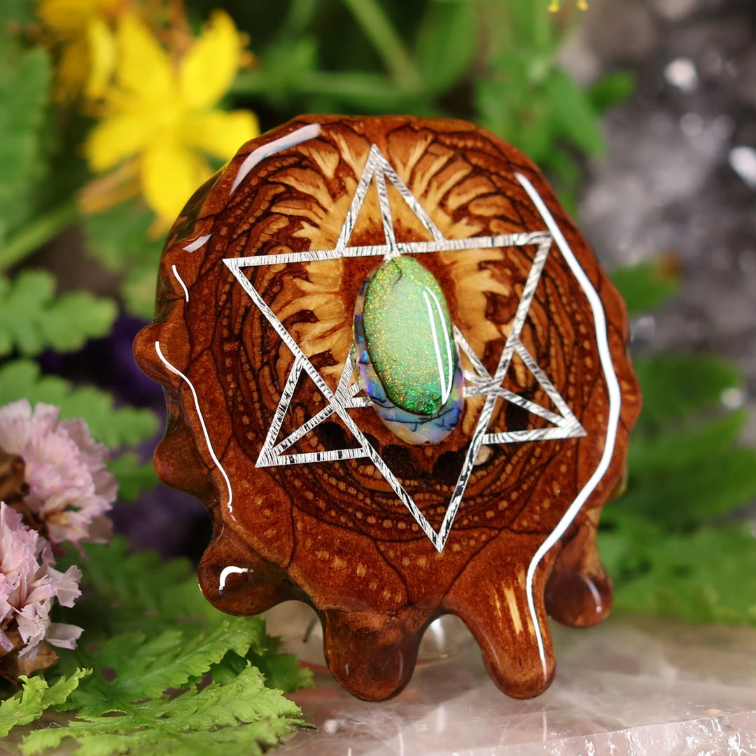 TEP Pendants Sterling Opal With Silver Merkaba 5 TEP Pendants Sterling Opal With Silver Merkaba