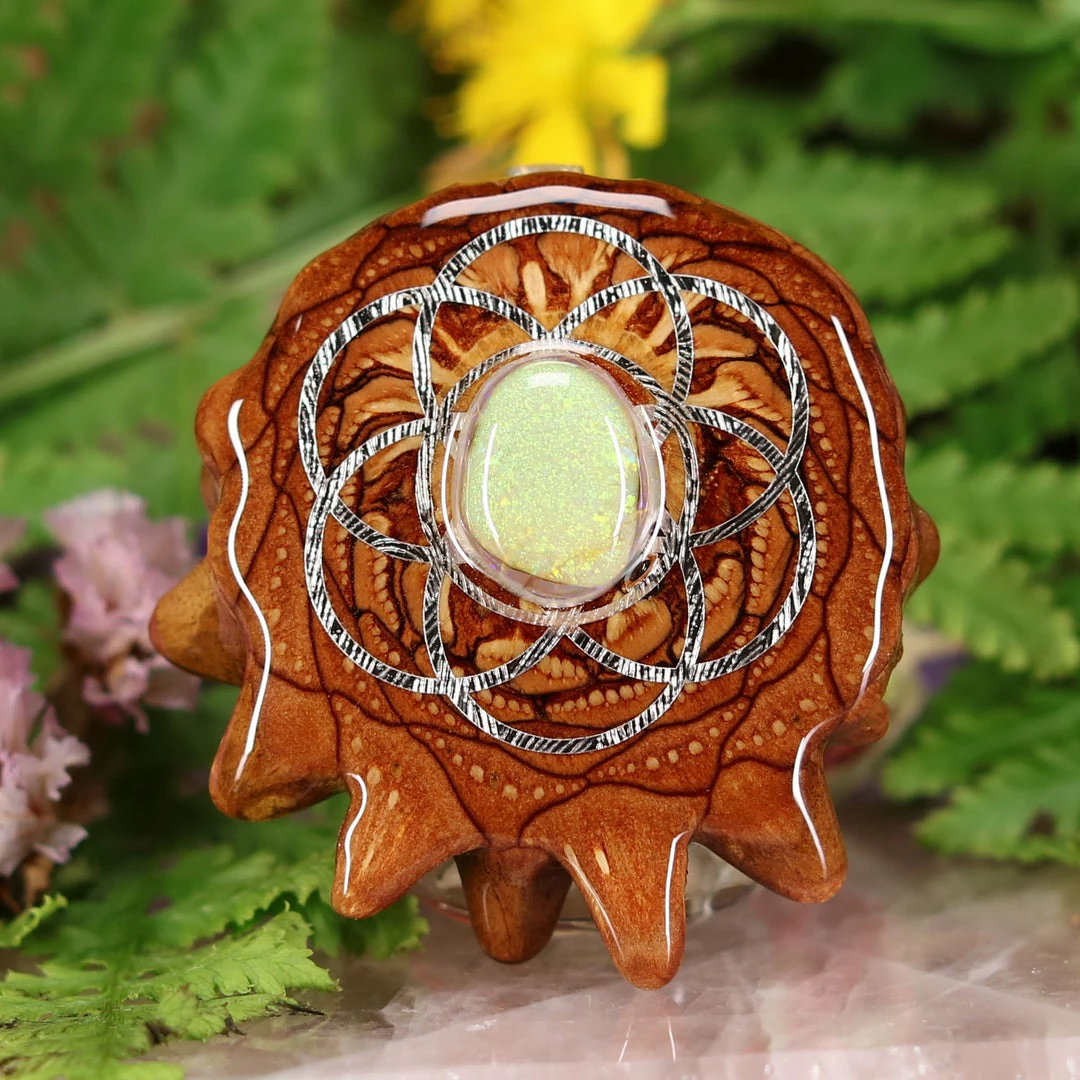 TEP Sterling Opal With Silver Seed Of Life 3 TEP Sterling Opal With Silver Seed Of Life