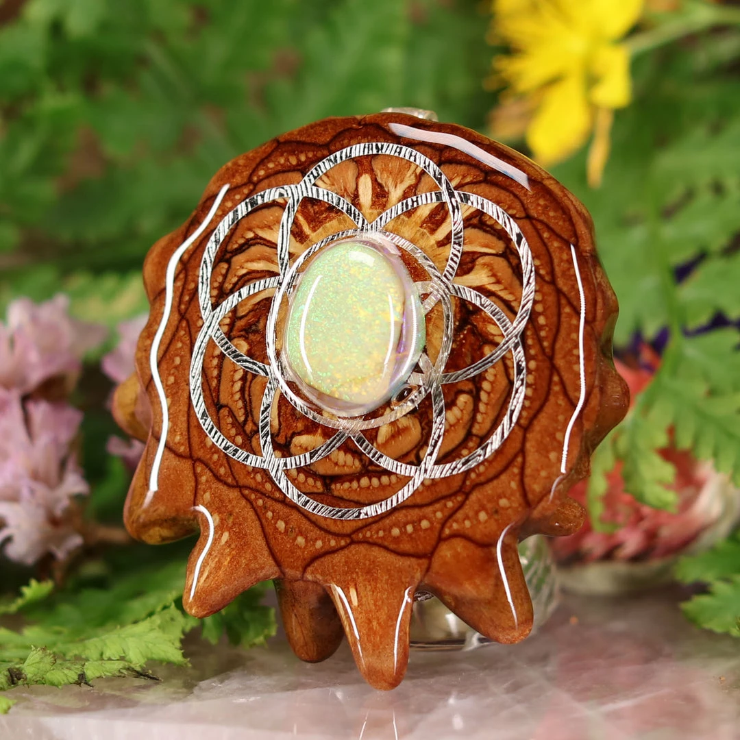 TEP Sterling Opal With Silver Seed Of Life 4 TEP Sterling Opal With Silver Seed Of Life