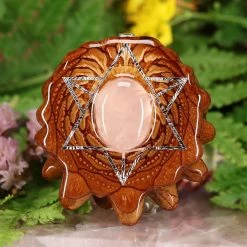 TEP Rose Quartz With Silver Merkaba Pendants