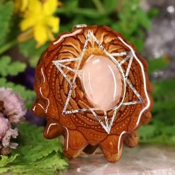 TEP Rose Quartz With Silver Merkaba Pendants