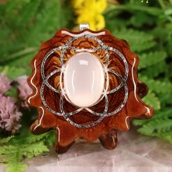TEP Rose Quartz With Silver Seed Of Life Pendants