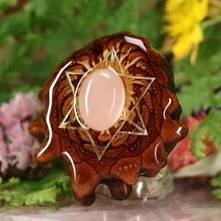 TEP Rose Quartz With Gold Merkaba Pendants