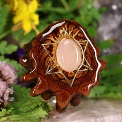 TEP Rose Quartz With Gold Merkaba Pendants
