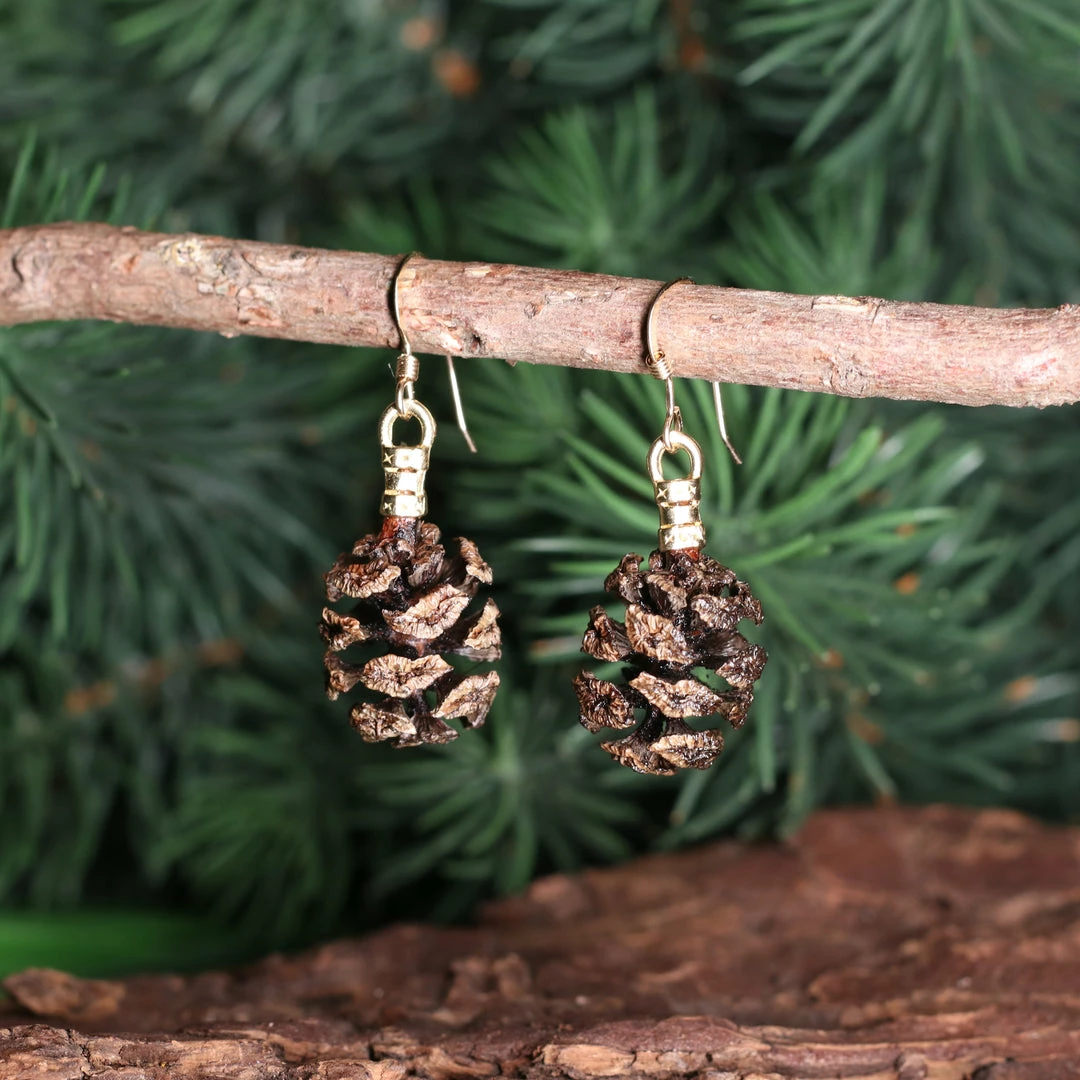 Third Eye Pinecones Redwood Earrings (Silver / Gold) Accessories 3 Third Eye Pinecones Redwood Earrings (Silver / Gold) Accessories
