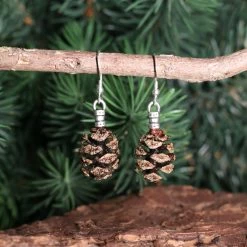 Third Eye Pinecones Redwood Earrings (Silver / Gold) Accessories