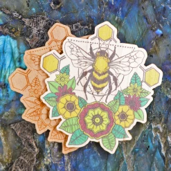 Third Eye Pinecones Wood Sticker - Bee's