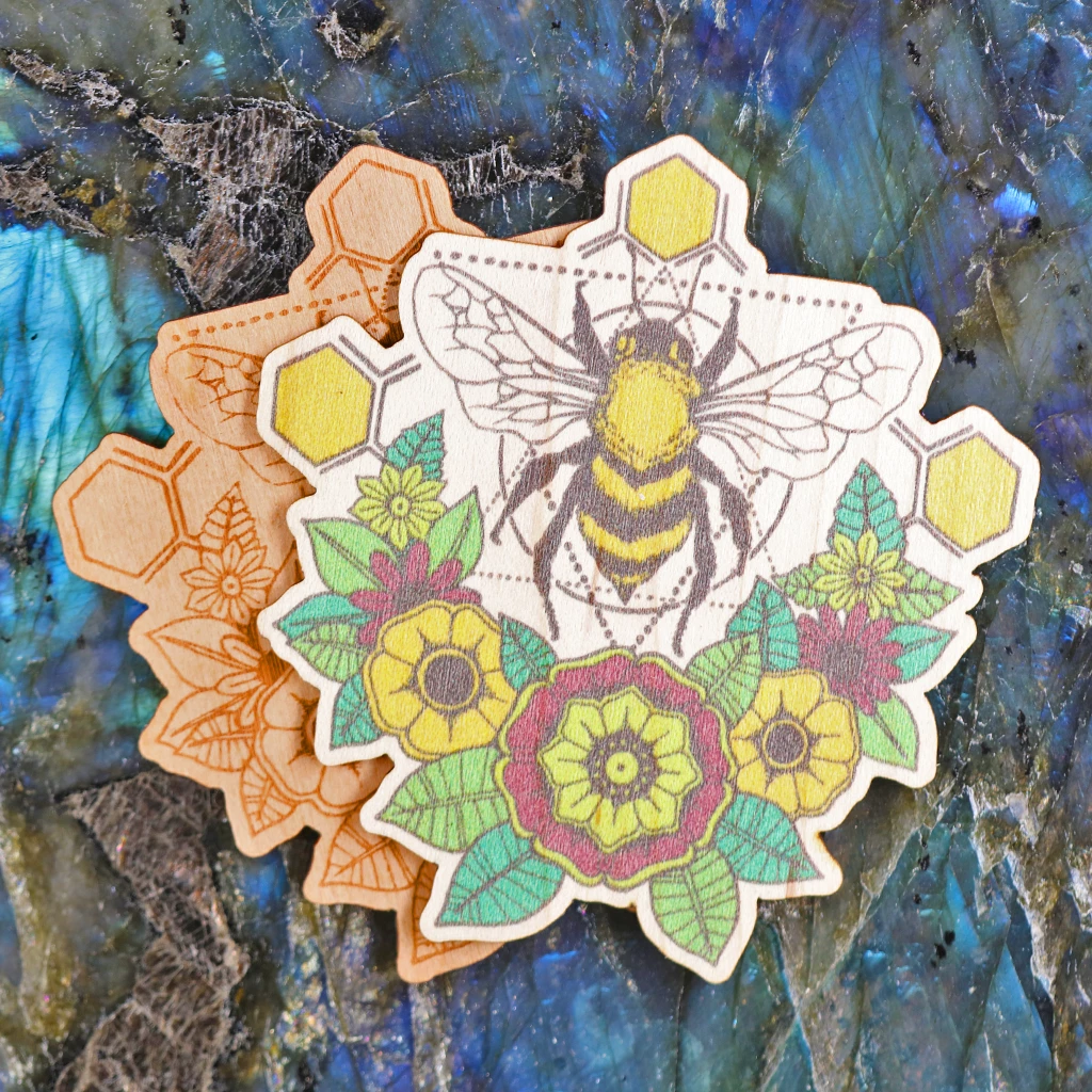 Third Eye Pinecones Wood Sticker - Bee's 3 Third Eye Pinecones Wood Sticker - Bee's